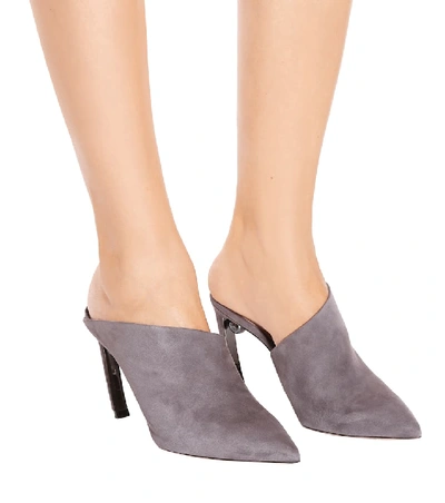 Shop Nicholas Kirkwood Mira Pearl Suede Mules In Grey