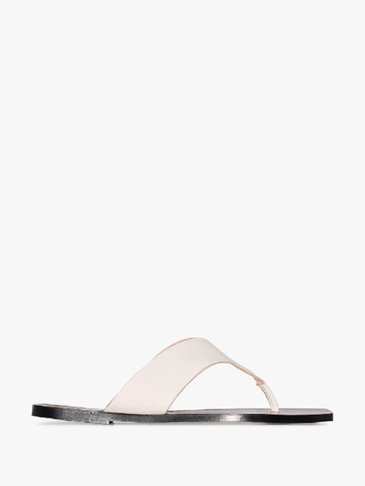 Shop Atp Atelier Neutral Castro Leather Sandals In Neutrals