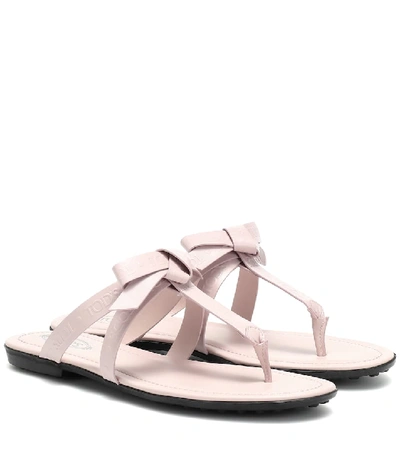 Shop Tod's Leather Thong Sandals In Pink