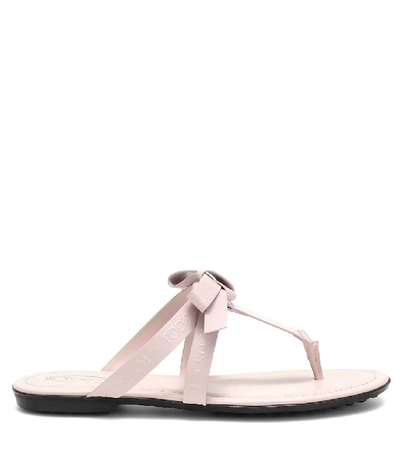 Shop Tod's Leather Thong Sandals In Pink
