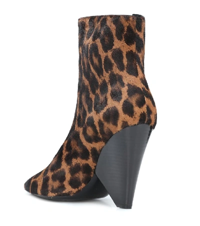 Shop Saint Laurent Niki Wedge Calf Hair Ankle Boots In Brown