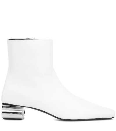 Shop Balenciaga Typo Leather Ankle Boots In White