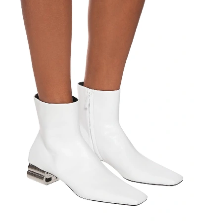 Shop Balenciaga Typo Leather Ankle Boots In White