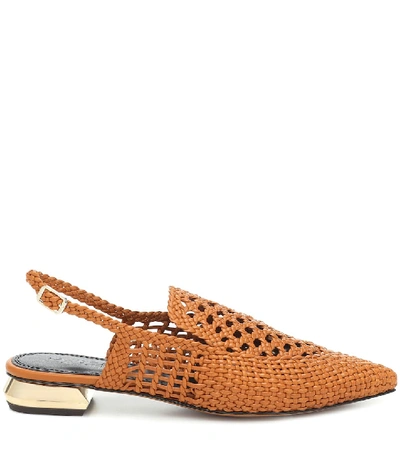 Souliers Martinez Women's Gloria Woven Leather Slingback Loafers In  Neutrals | ModeSens