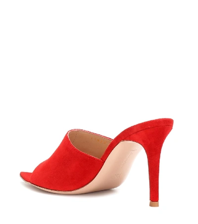 Shop Gianvito Rossi Pointy 85 Suede Sandals In Red