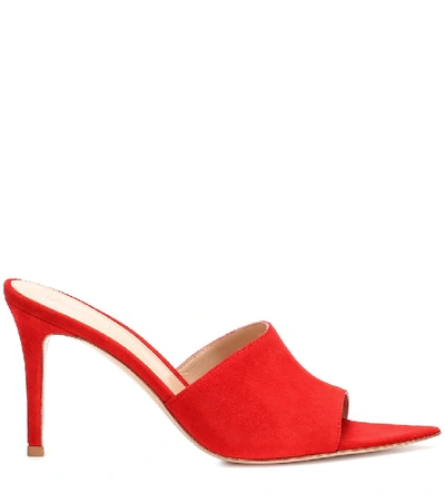 Shop Gianvito Rossi Pointy 85 Suede Sandals In Red