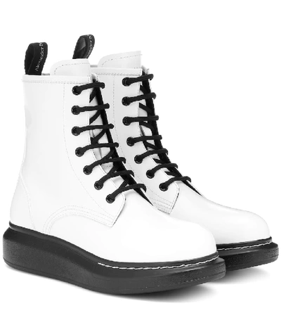 Shop Alexander Mcqueen Leather Ankle Boots In White