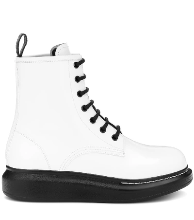 Shop Alexander Mcqueen Leather Ankle Boots In White