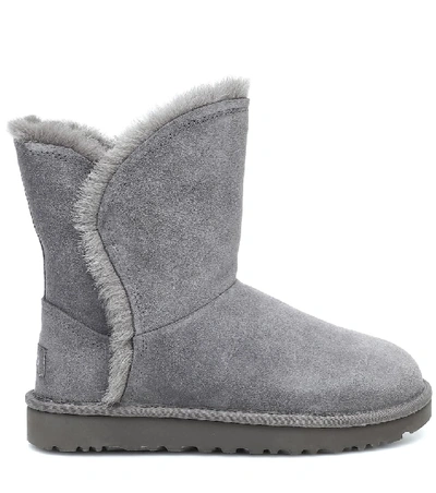 Shop Ugg Classic Short Suede Ankle Boots In Grey