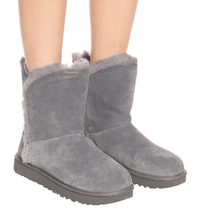 Shop Ugg Classic Short Suede Ankle Boots In Grey