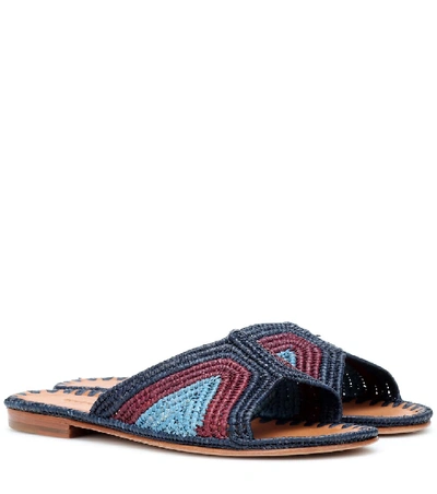 Shop Carrie Forbes Raffia Sandals In Blue