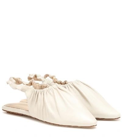 Shop Nanushka Zuo Slingback Leather Ballet Flats In White