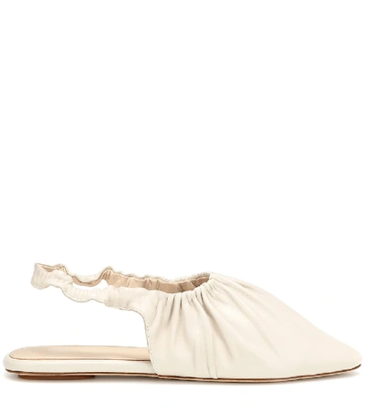 Shop Nanushka Zuo Slingback Leather Ballet Flats In White