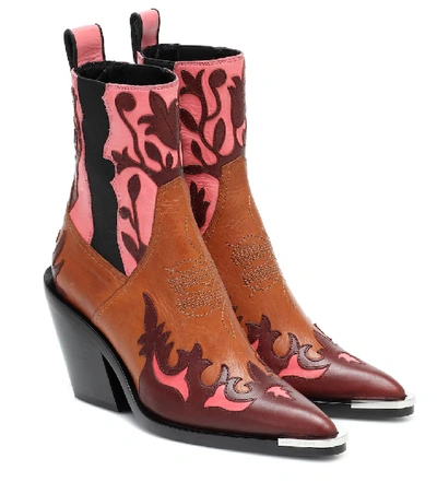Paco Rabanne Brown And Pink 90 Leather Ankle Boots | ModeSens