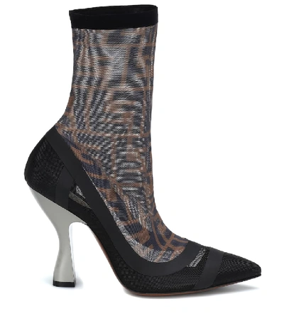 Shop Fendi Satin Ankle Boots In Black