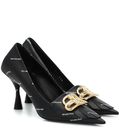 Shop Balenciaga Fringe Knife Bb Leather Pumps In Black