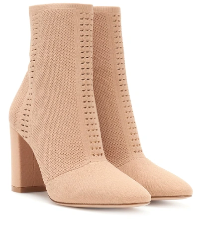 Shop Gianvito Rossi Exclusive To Mytheresa.com - Vires Knitted Ankle Boots In Beige