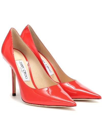 Shop Jimmy Choo Love 100 Patent Leather Pumps In Red