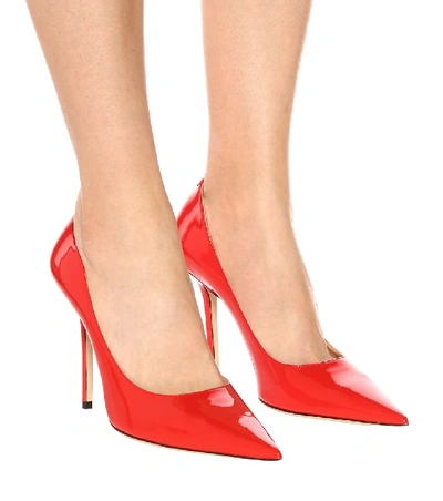 Shop Jimmy Choo Love 100 Patent Leather Pumps In Red