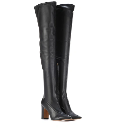Shop Valentino Over-the-knee Leather Boots In Black