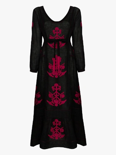 Shop Vita Kin Daisy Linen Midi Dress In Black