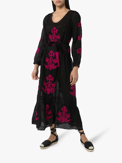 Shop Vita Kin Daisy Linen Midi Dress In Black
