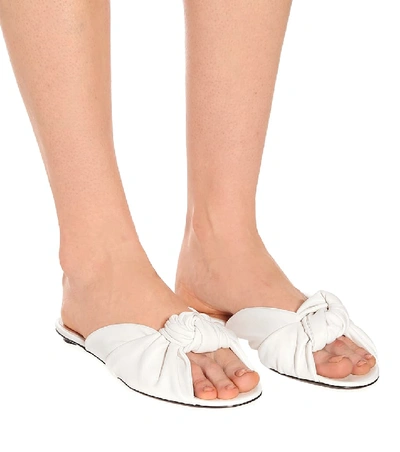 Shop Samuele Failli Betsy Leather Slippers In White