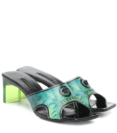 Shop Versace Jungle-print Pvc Sandals In Green