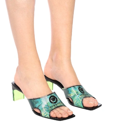 Shop Versace Jungle-print Pvc Sandals In Green