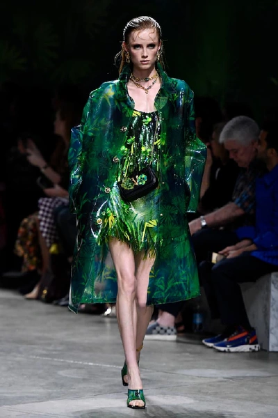 Shop Versace Jungle-print Pvc Sandals In Green