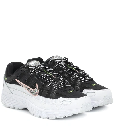 Shop Nike P-6000 Se Mesh And Leather Sneakers In Black