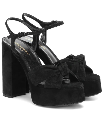 Shop Saint Laurent Bianca 125 Suede Platform Sandals In Black