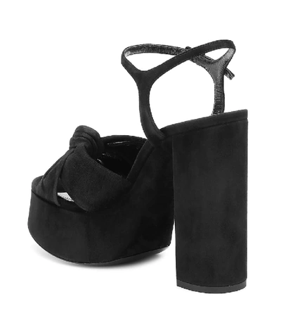 Shop Saint Laurent Bianca 125 Suede Platform Sandals In Black