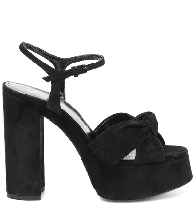 Shop Saint Laurent Bianca 125 Suede Platform Sandals In Black