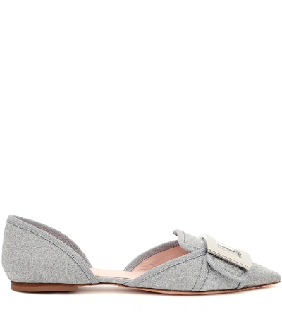 Shop Roger Vivier Soft Gommettine Glitter Ballet Flats In Silver