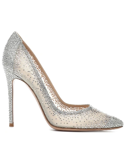 Shop Gianvito Rossi Rania 105 Crystal-embellished Pumps In Silver