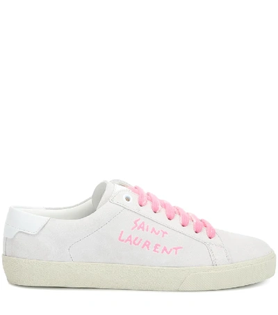 Shop Saint Laurent Court Classic Sl/06 Suede Sneakers In White