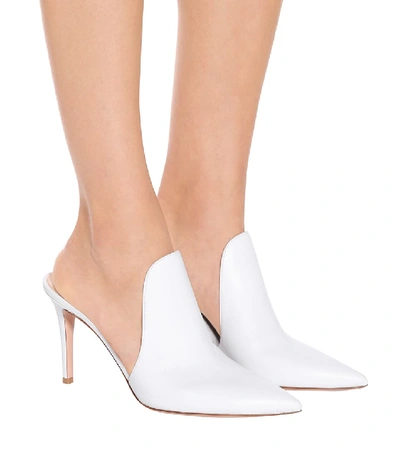 Shop Gianvito Rossi Aramis 85 Leather Mules In White