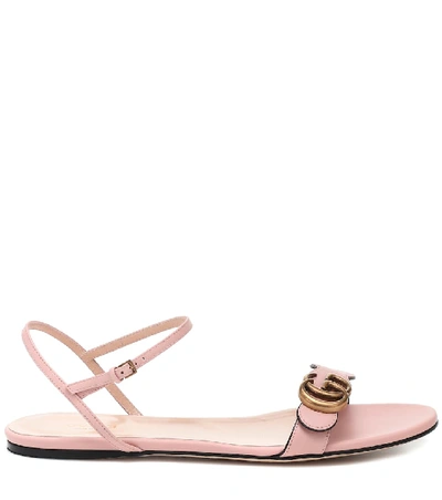 Shop Gucci Marmont Leather Sandals In Pink