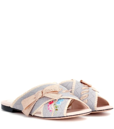 Shop Fendi Jersey Slip-on Sandals In Multicoloured