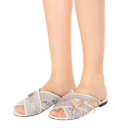Shop Fendi Jersey Slip-on Sandals In Multicoloured