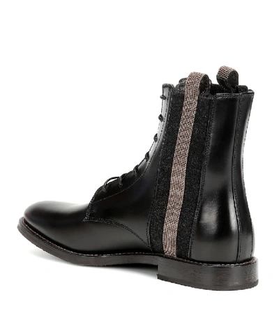 Shop Brunello Cucinelli Embellished Leather Ankle Boots In Black