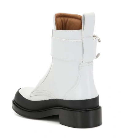 Shop Chloé Roy Leather Ankle Boots In White