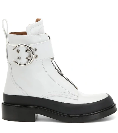 Shop Chloé Roy Leather Ankle Boots In White