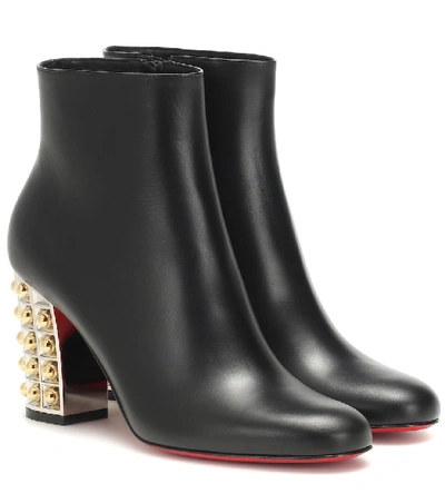 Shop Christian Louboutin Vasa 85 Leather Ankle Boots In Black