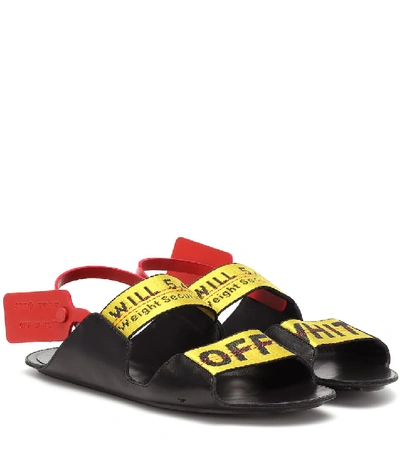 Shop Off-white Zip Tie Leather Sandals In Black