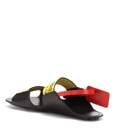 Shop Off-white Zip Tie Leather Sandals In Black