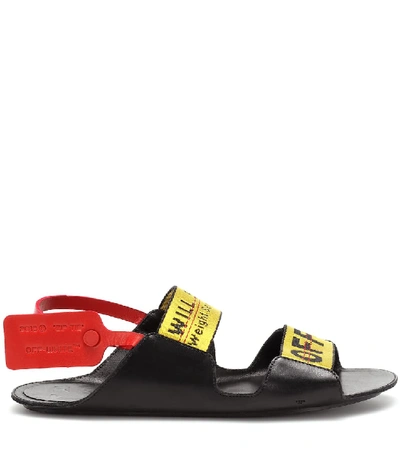 Shop Off-white Zip Tie Leather Sandals In Black