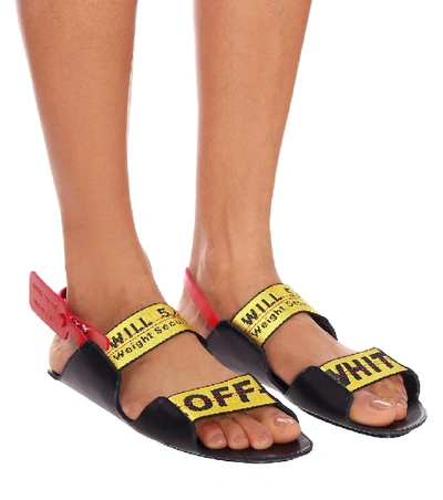 Shop Off-white Zip Tie Leather Sandals In Black