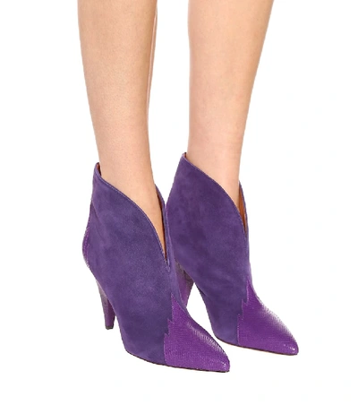 Shop Isabel Marant Archee Suede Ankle Boots In Purple